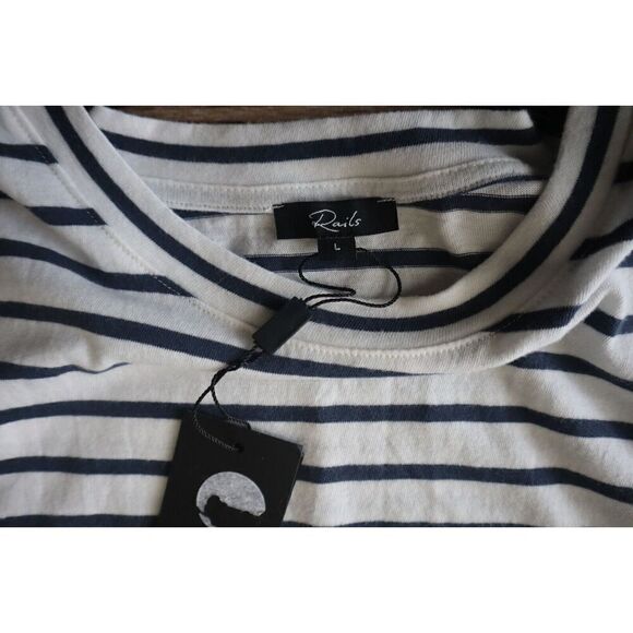 Rails Women's Sz L White/Navy Sailor Stripes Sleeveless Midi Tank Dress - Picture 3 of 11